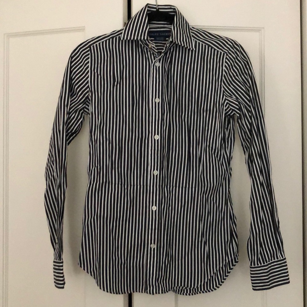 Ralph Lauren Black and White strip Tuxedo shirt